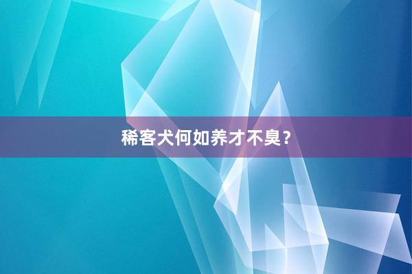 稀客犬何如养才不臭？